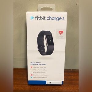 Fitbit Charge 2 Heart Rate+Fitness Wristband Stainless Steel Tracker Black  New
